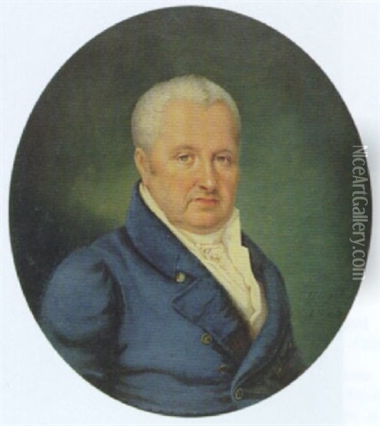 Portrat Eines Herrens Im Weisem Hemd Und Blauer Jacke Oil Painting - Josef Heigel