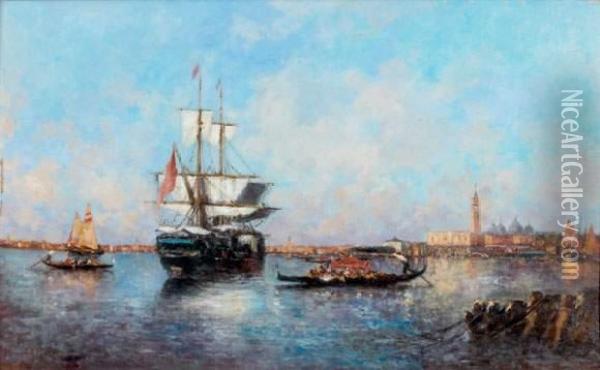 Vue De Venise Oil Painting - Amedee Rosier