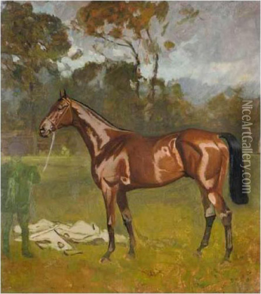 A Bay Horse Oil Painting - James Lynwood Palmer