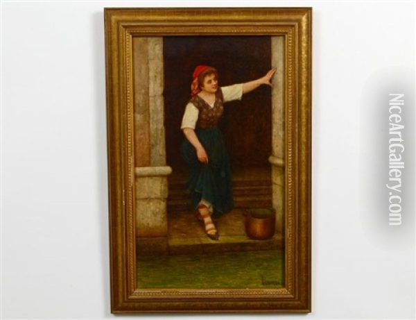 Portrait Of A Young Venetian Woman Oil Painting - Luigi Pastega