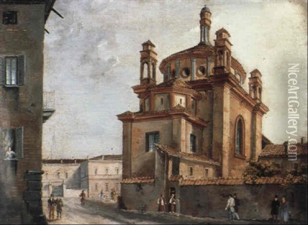 Chiesa Di Sant'eustorgio A Milano Oil Painting - Ermogene Tarchione