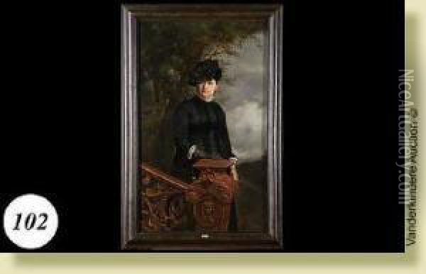 Portrait Trois-quart D'une Dame De Qualite Oil Painting - Caspar Von Reth