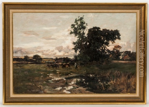 Coos In Pasture Oil Painting - Joseph Milne
