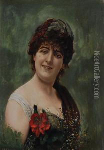 Gentildonna In Veste Di Flora Oil Painting - Adrien Jean Madyol Madiol