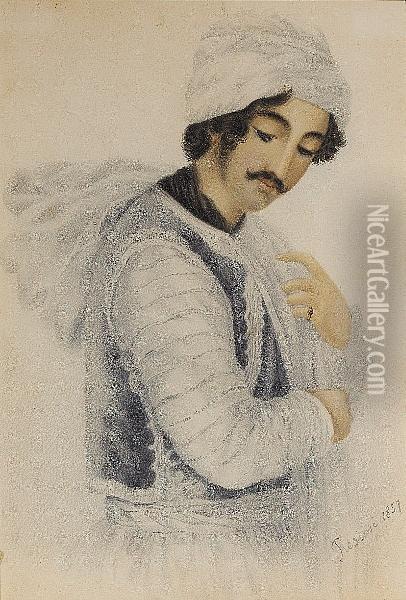 Portrait Of A Young Turk Oil Painting - Amadeo Preziosi