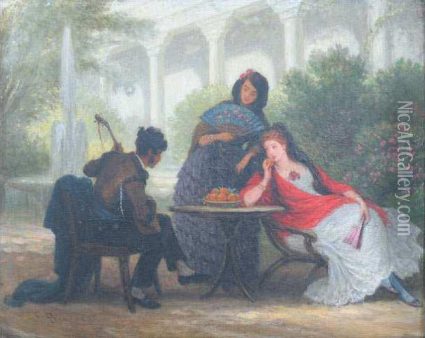 Serenade A Seville Oil Painting - Emile Bourcart