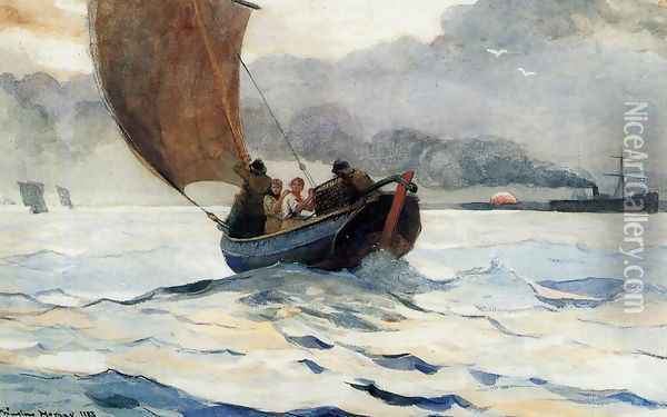 Returning Fishing Boats Oil Painting - Winslow Homer