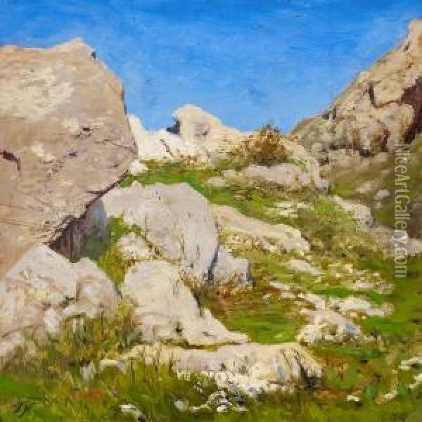 A Southern Rock Scenery Oil Painting - Thorvald Simeon Niss
