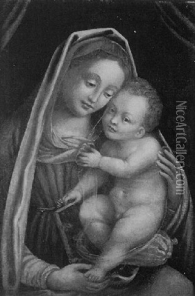 Madonna And Child Oil Painting - Bernardino Lanino