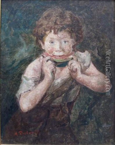 Enfant Mangeant Une Pasteque Oil Painting - Marcellin Gilbert Desboutin