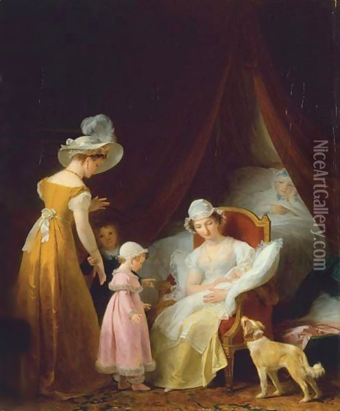 L'Accouchee Or Le Dernier Venu Oil Painting - Marguerite Gerard
