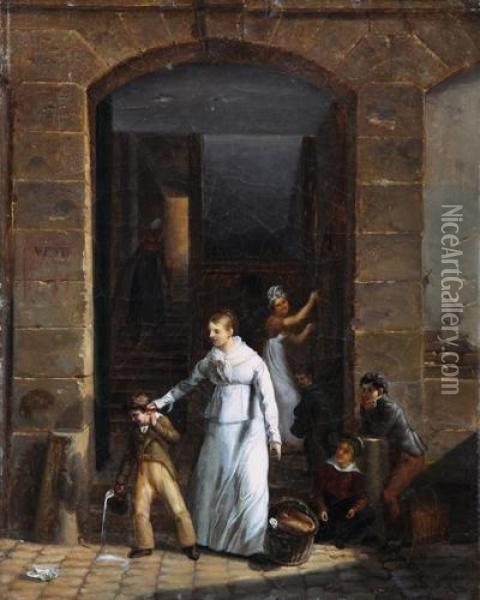 Il Portatore Del Latte Oil Painting - Jean-Baptiste Lecoeur