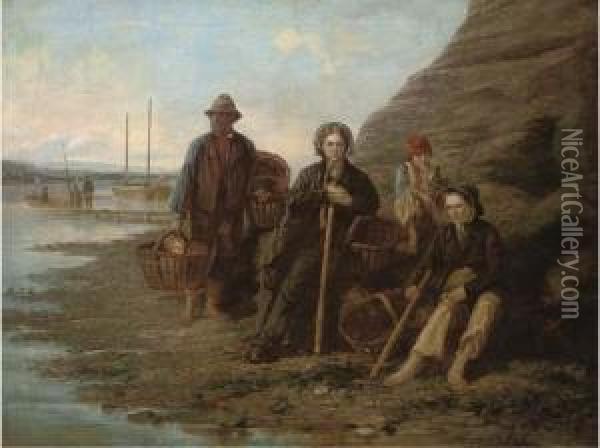Mussel Gatherers Oil Painting - William Collins