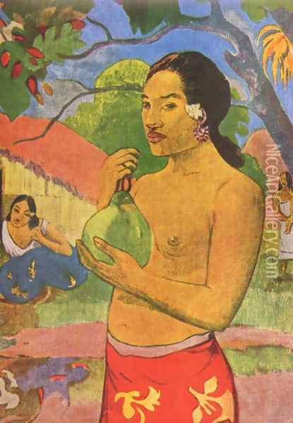 Tahiti woman with fruit, detail Oil Painting - Paul Gauguin