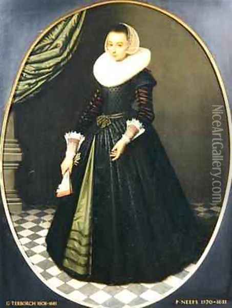 Oval Portrait of a Lady Oil Painting - Pieter the Elder Neefs