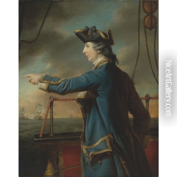Portrait Of Captain Edward Knowles, R.n. Oil Painting - Francis Cotes