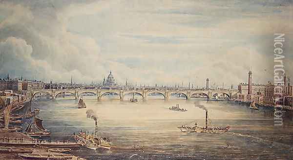 From Hungerford Pier, 1837 Oil Painting - Gideon Yates
