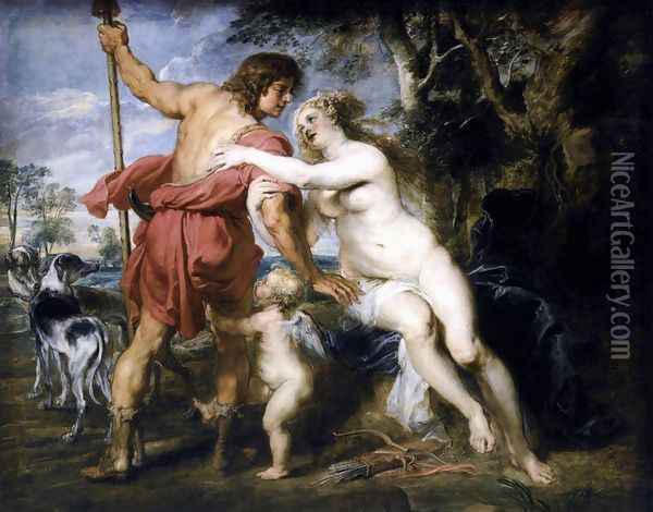 Venus and Adonis c. 1635 Oil Painting - Peter Paul Rubens