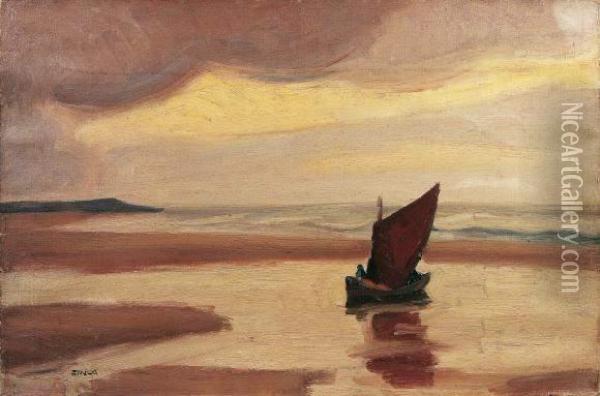 La Cote Vers Saint Valery. Circa 1930 Oil Painting - Jules Emile Zingg