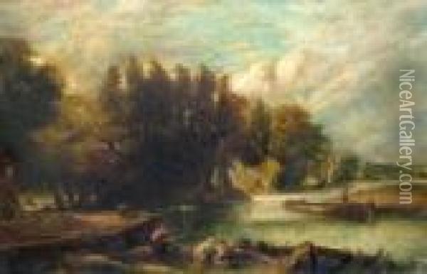 The Young Waltonians, Stratford Mill Oil Painting - John Constable