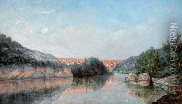  Le Pont Du Gard  Oil Painting - Louis Gaidan
