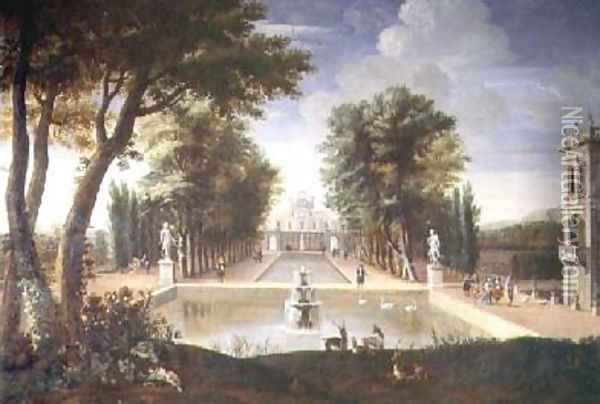 View of a Palace Oil Painting - Adam Frans van der Meulen