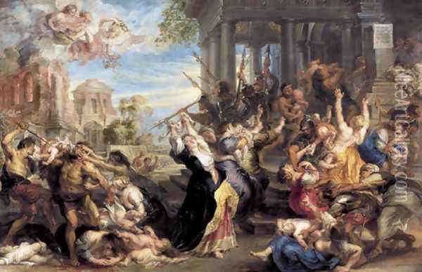 Massacre of the Innocents c. 1637 Oil Painting - Peter Paul Rubens