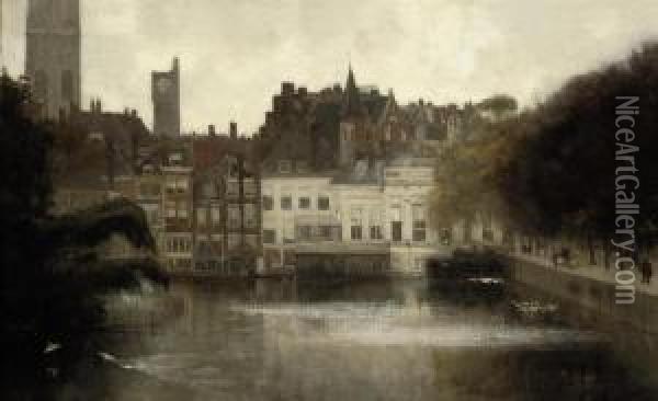 The Hofvijver With The Lange Vijverberg And The Society Placeroyale, The Hague Oil Painting - Floris Arntzenius