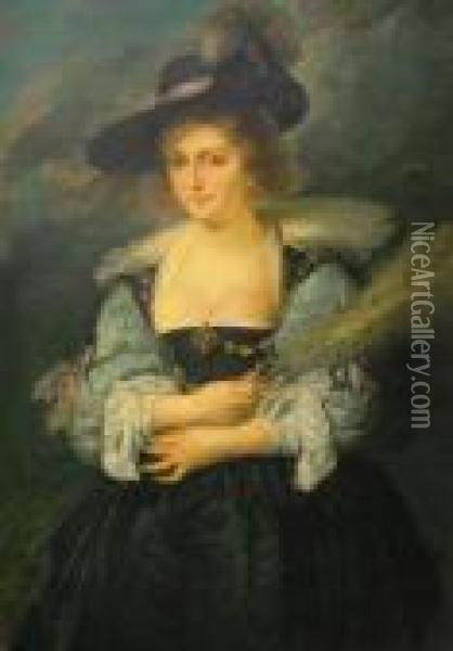 Portrait Of The Artists Wife Oil Painting - Peter Paul Rubens