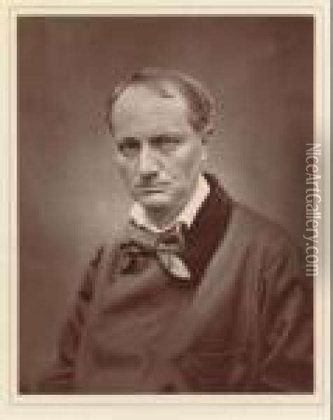 Charles Baudelaire, C. 1860 Oil Painting - Etienne Carjat