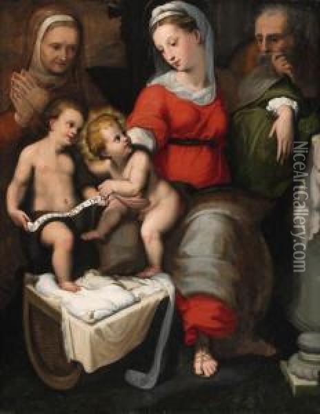The Holy Family With Saint Anne And The Infant Saint John Thebaptist Oil Painting - Lorenzo Sabatini