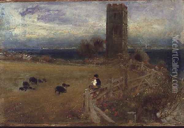 The Shepherd Boy Sidestrand Norfolk Oil Painting - Albert Goodwin