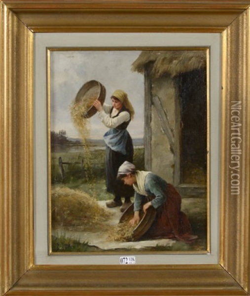 Les Glaneuses Oil Painting - Henri Alphonse Laurent-Desrousseaux