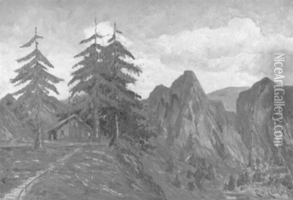 Berghutte Im Hochgebirge Oil Painting - Elisabeth Von Eicken