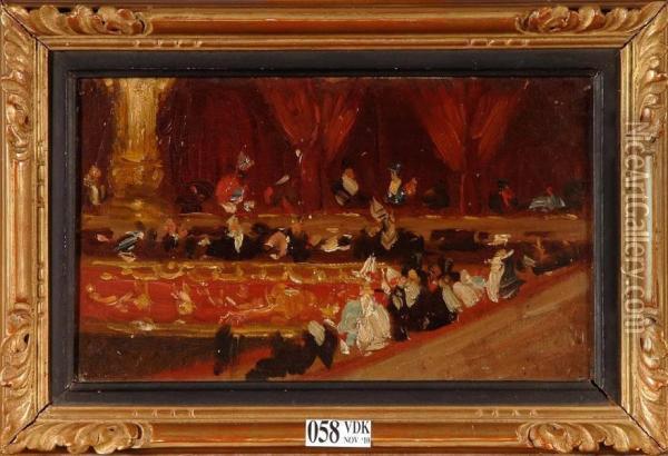 Salle De Theatre Animee Oil Painting - Charles Hermans