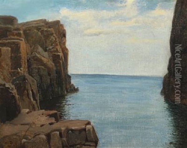 Rocky Coast From Bornholm Oil Painting - Anton Laurids Johannes Dorph