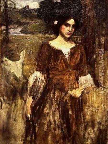 Study for The Lady Clare 2 Oil Painting - John William Waterhouse