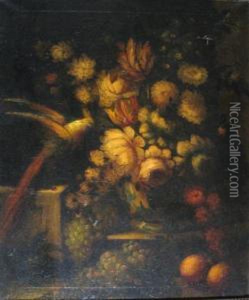 Exotic Bird And Flowers Oil Painting - Andrea Belvedere