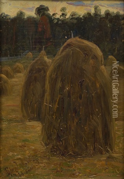 Harvest Evening Oil Painting - Edvard (Edouard) Westman
