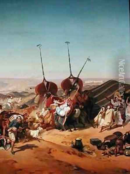 Capture of the Tribe of Abd el Kader 1808-83 by Henri dOrleans Duke of Aumale 1822-97 Oil Painting - Alfred Charles Ferdinand Decaen
