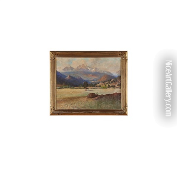 Long's Peak; Lake Odessa; View From Devil's Gulch Road (3 Works) Oil Painting - Richard H. Tallant