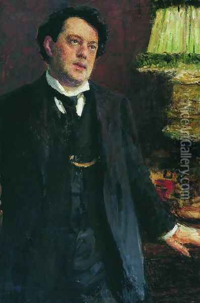 Portrait of lawyer Oskar Osipovich Grusenberg Oil Painting - Ilya Efimovich Efimovich Repin