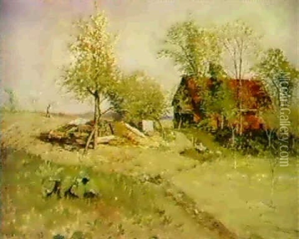En Varbild - Tradgard I Upland Oil Painting - Olof Hermelin