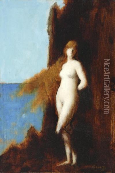 Femme Nue Au Rocher Oil Painting - Jean-Jacques Henner