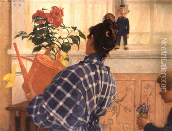 Karin Och Esbjorn Oil Painting - Carl Olof Larsson