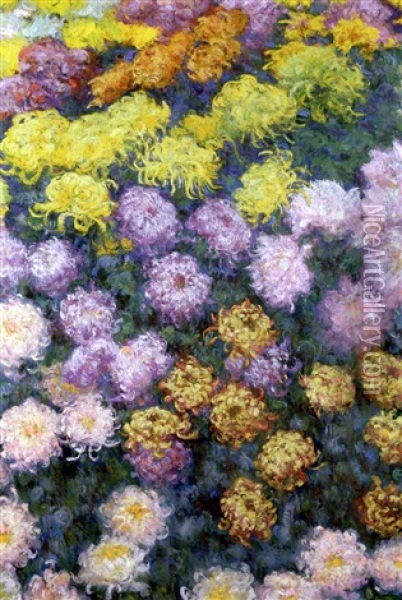 Massif De Chrysanthemes Oil Painting - Claude Monet