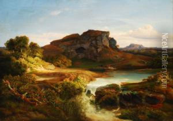 Landschaft Mit Wasserfall Bei Oberaudorf Oil Painting - Carl Rottmann