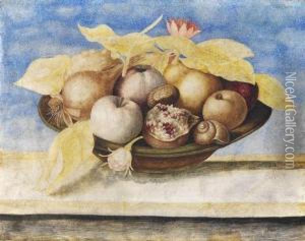 2 Arbeiten: Stillleben Mit Zitrusfruchten Und Granatapfel Oil Painting - Octavianus Montfort