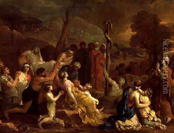 Moses and the Brazen Serpent 1653 54 Oil Painting - Sebastien Bourdon