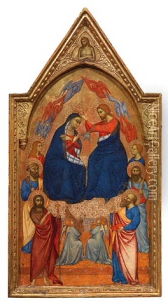 Coronation Of The Virgin With Saint John The Baptist Oil Painting - Giovanni del Biondo